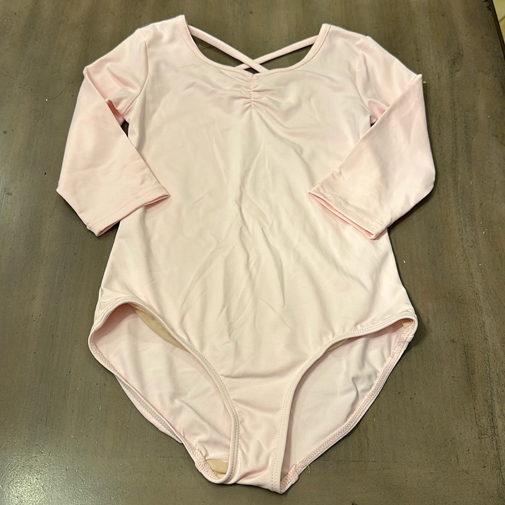 DANSKIN Pink 3/4 sleeve dance leotard size 7/8 NWOT
